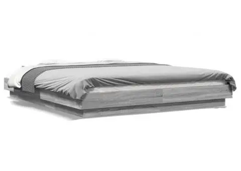 Cadru de pat, gri sonoma, 160x200 cm, lemn prelucrat - 2/5