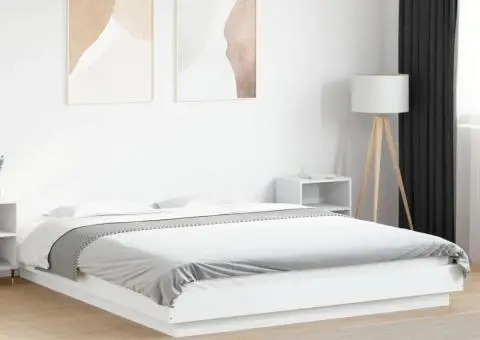 Cadru de pat, alb, 160x200 cm, lemn prelucrat - 1/5