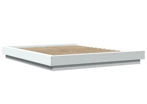 Cadru de pat, alb, 160x200 cm, lemn prelucrat - 3/5