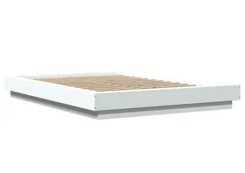 Cadru de pat cu lumini LED, alb, 120x190 cm, lemn prelucrat - 3/5