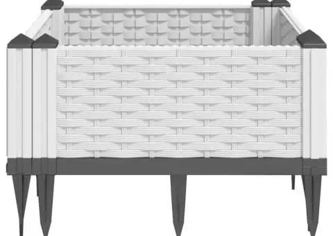 Jardinieră de grădină cu țăruși, alb, 42,5x42,5x28,5 cm, PP - 5/5