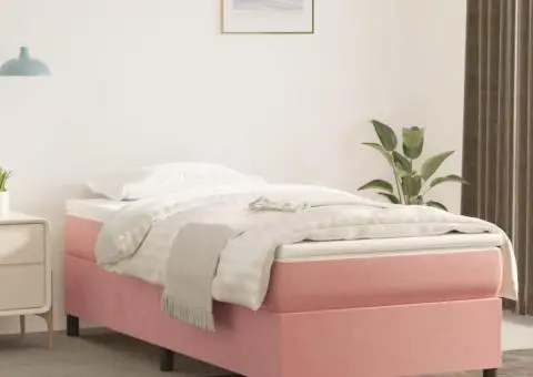 Cadru de pat, roz, 100x200 cm, catifea - 1/5