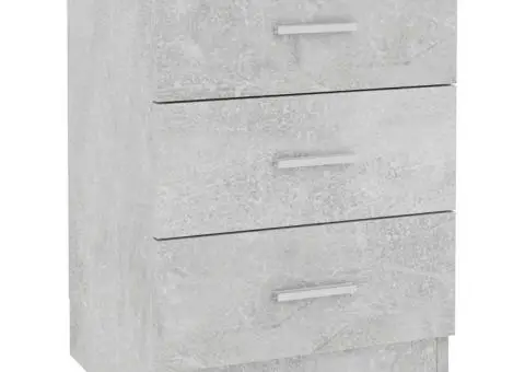 Noptieră, gri beton, 38x35x56 cm, lemn prelucrat - 2/5