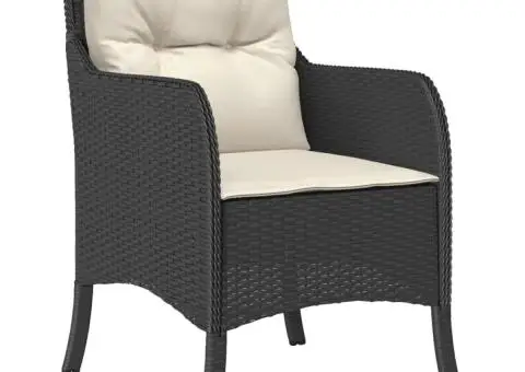 Set mobilier de grădină cu perne, 7 piese, negru, poliratan - 3/5