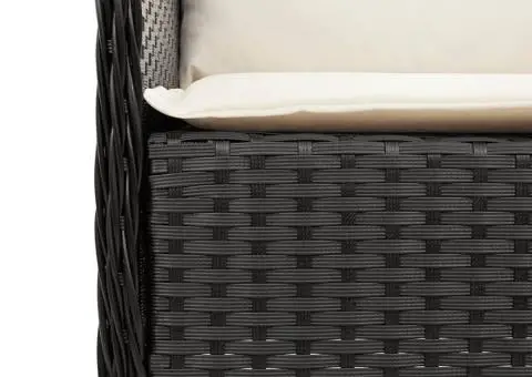 Set mobilier de grădină cu perne, 7 piese, negru, poliratan - 5/5