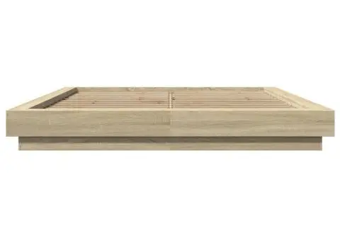 Cadru de pat cu LED stejar sonoma 150x200 cm lemn prelucrat - 5/5