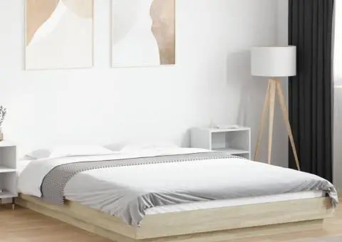 Cadru de pat cu LED stejar sonoma 140x200 cm lemn prelucrat - 1/5