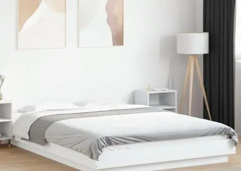 Cadru de pat, alb, 140x200 cm, lemn prelucrat - 1/5