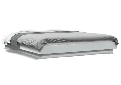 Cadru de pat, alb, 150x200 cm, lemn prelucrat - 2/5