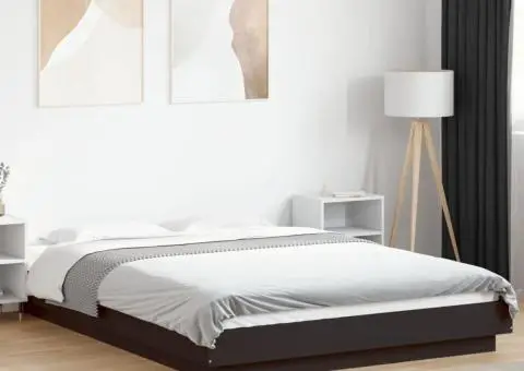 Cadru de pat, negru ,135x190 cm, lemn prelucrat - 1/5