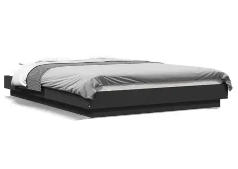 Cadru de pat, negru ,135x190 cm, lemn prelucrat - 2/5