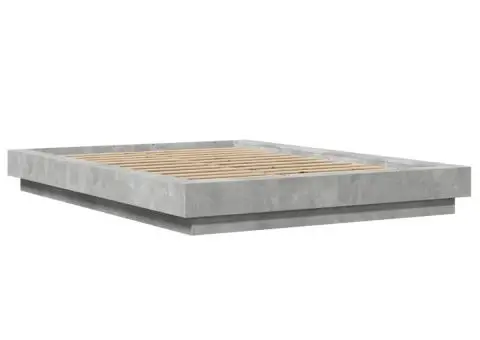 Cadru de pat, gri beton, 135x190 cm, lemn prelucrat - 3/5