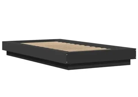 Cadru de pat, negru, 100x200 cm, lemn prelucrat - 3/5
