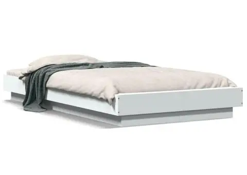 Cadru de pat, alb, 90x200 cm, lemn prelucrat - 2/5