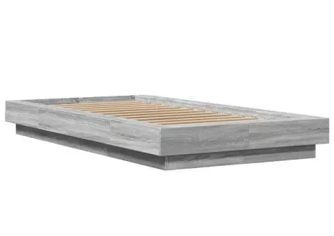 Cadru de pat, gri sonoma, 75x190 cm, lemn prelucrat - 3/5