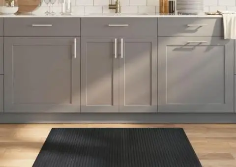 Covor dreptunghiular, gri, 100x100 cm, bambus - 1/5