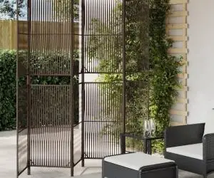vidaXL Separator de cameră cu 6 panouri, maro, poliratan