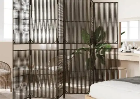 Separator de cameră cu 6 panouri, maro, poliratan - 3/5