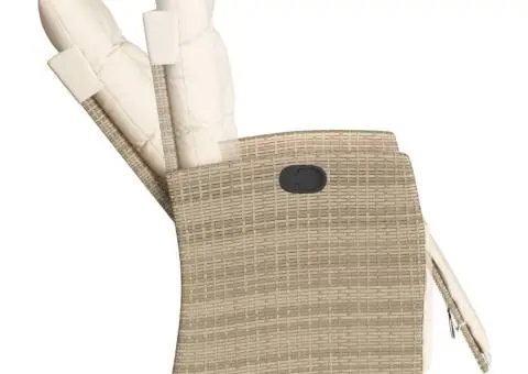 Set mobilier de grădină cu perne, 5 piese, bej, poliratan - 4/5