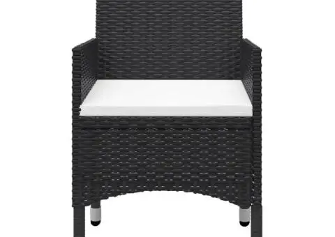 Set bistro de grădină, 3 piese, negru, poliratan și lemn masiv - 5/5