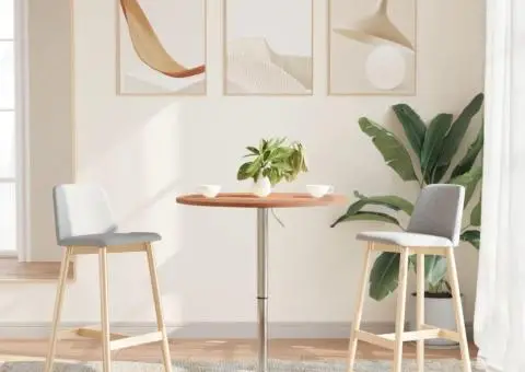 Masă de bar, Ø60x89,5 cm, lemn masiv de fag - 3/5