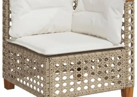 Canapea de colț de grădină cu perne, bej, poliratan - 2/5