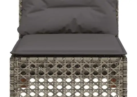 Canapea de grădină fără cotiere, cu perne, gri, poliratan - 4/5