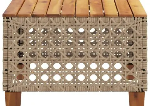 Masă de grădină, bej, 55x55x36 cm, poliratan și lemn acacia - 5/5