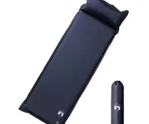 vidaXL Saltea de camping auto-gonflabilă, cu pernă, 1 persoană, gri