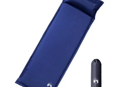 Saltea de camping auto-gonflabilă cu pernă 1 persoană bleumarin - 1/5