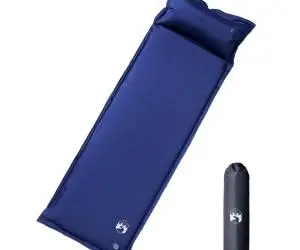 vidaXL Saltea de camping auto-gonflabilă cu pernă 1 persoană bleumarin