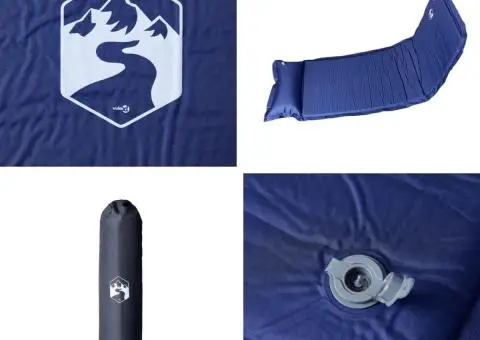 Saltea de camping auto-gonflabilă cu pernă 1 persoană bleumarin - 5/5