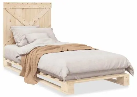 Cadru de pat cu tăblie, 90x200 cm, lemn masiv de pin - 2/5