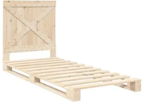 Cadru de pat cu tăblie, 90x200 cm, lemn masiv de pin - 3/5