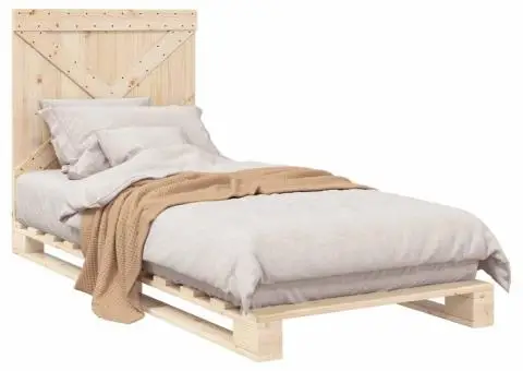 Cadru de pat cu tăblie, 90x200 cm, lemn masiv de pin - 4/5