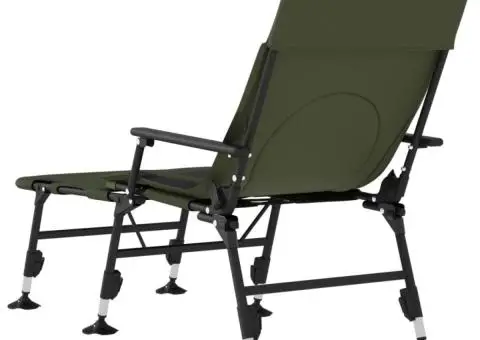 Șezlong pescuit picioare reglabile tălpi de noroi pliabil verde - 5/5