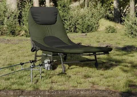 Pat de pescuit, picioare reglabile tălpi de noroi pliabil verde - 1/5