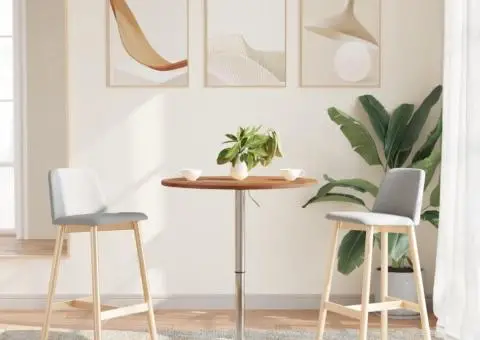 Masă de bar, maro deschis, Ø60x89,5 cm, lemn masiv de stejar - 3/5