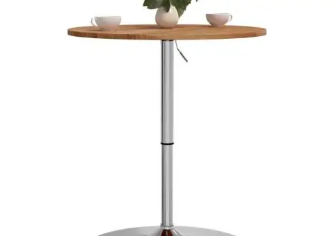 Masă de bar, maro deschis, Ø60x89,5 cm, lemn masiv de stejar - 4/5