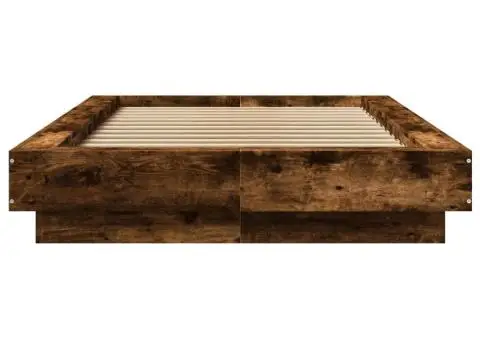 Cadru de pat cu LED, stejar fumuriu, 90x200 cm, lemn prelucrat - 5/5