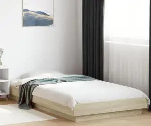 vidaXL Cadru de pat cu LED, stejar sonoma, 90x190 cm, lemn prelucrat