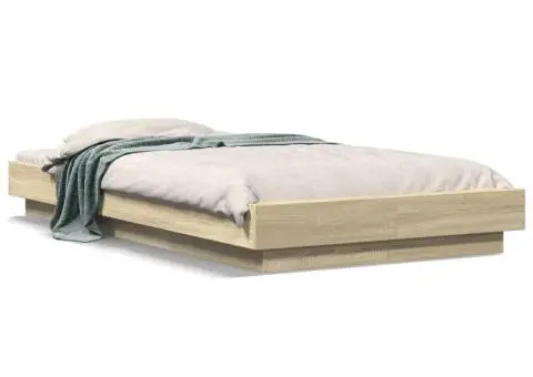 Cadru de pat cu LED, stejar sonoma, 100x200 cm, lemn prelucrat - 2/5