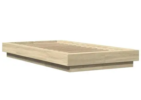 Cadru de pat cu LED, stejar sonoma, 100x200 cm, lemn prelucrat - 3/5