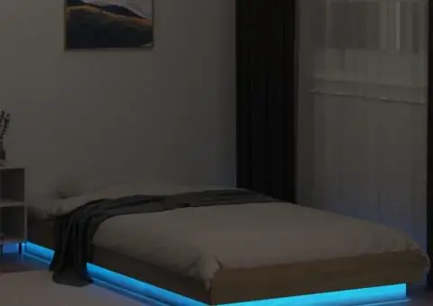 Cadru de pat cu LED, stejar sonoma, 100x200 cm, lemn prelucrat - 4/5