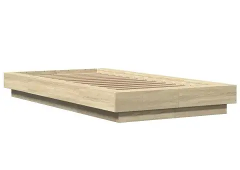 Cadru de pat cu LED stejar sonoma 75x190 cm lemn prelucrat - 3/5