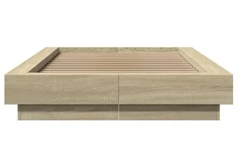 Cadru de pat cu LED stejar sonoma 75x190 cm lemn prelucrat - 5/5