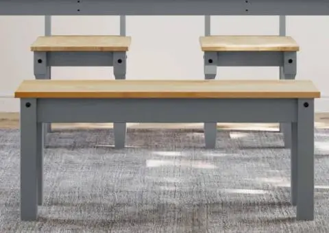 Banchetă de bucătărie Panama, gri, 105x30x45 cm, lemn masiv pin