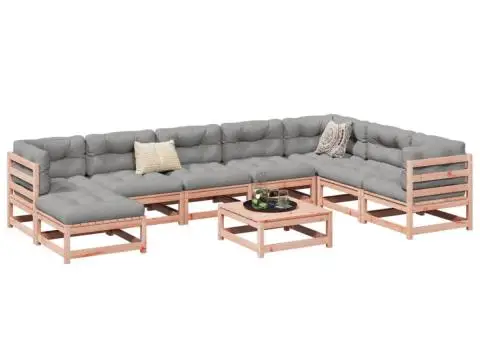 Set canapele grădină cu perne, 9 piese, lemn masiv brad douglas - 1/5