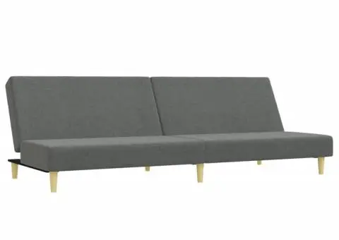 Set de canapele, 2 piese, gri închis, material textil - 4/5