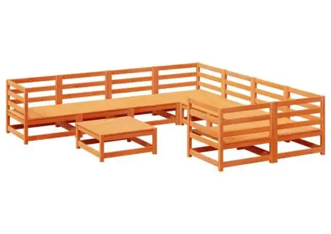 Set canapea de grădină, 9 piese, maro ceruit, lemn masiv de pin - 2/5
